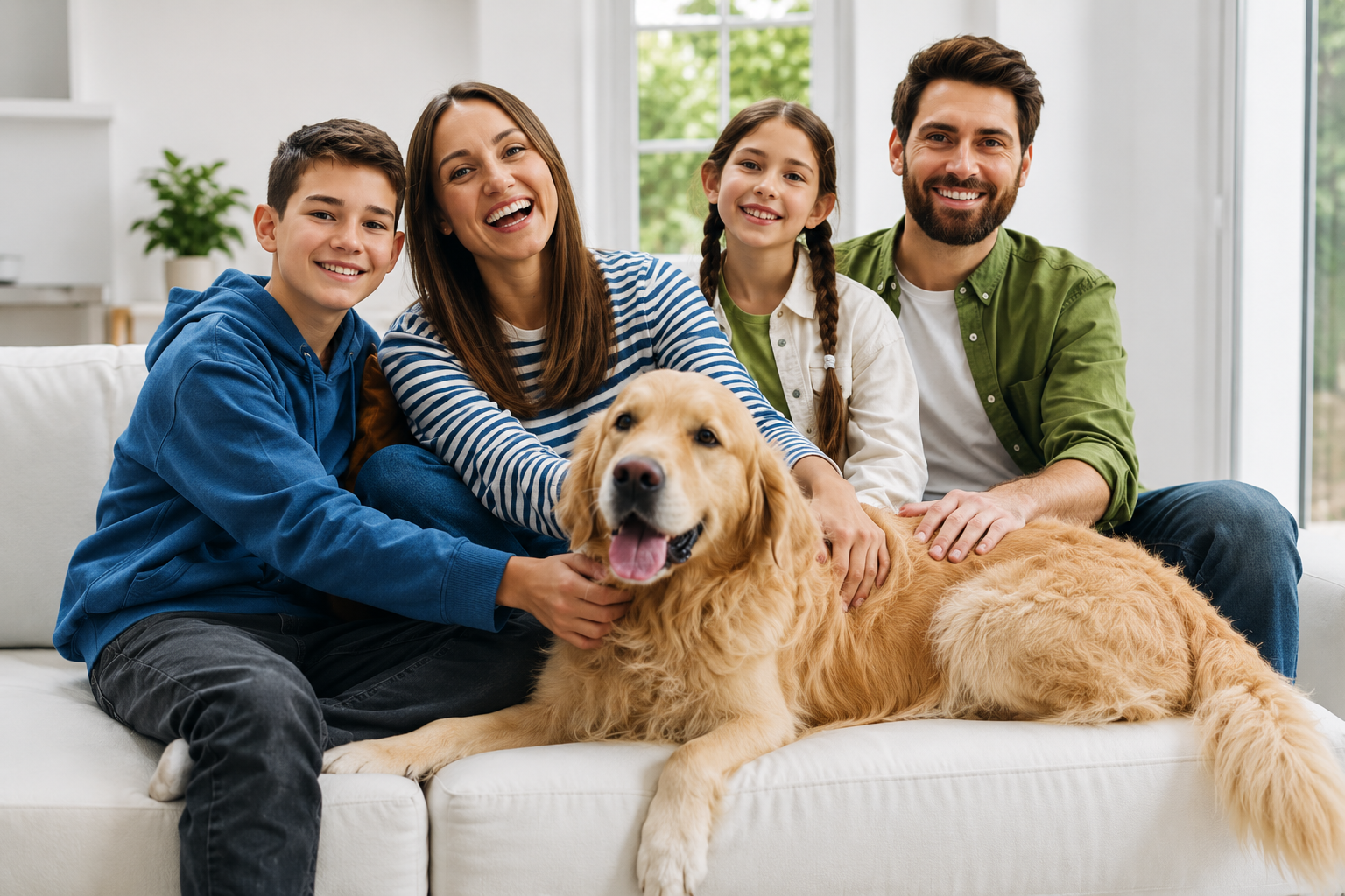 Familia disfrutando un hogar limpio